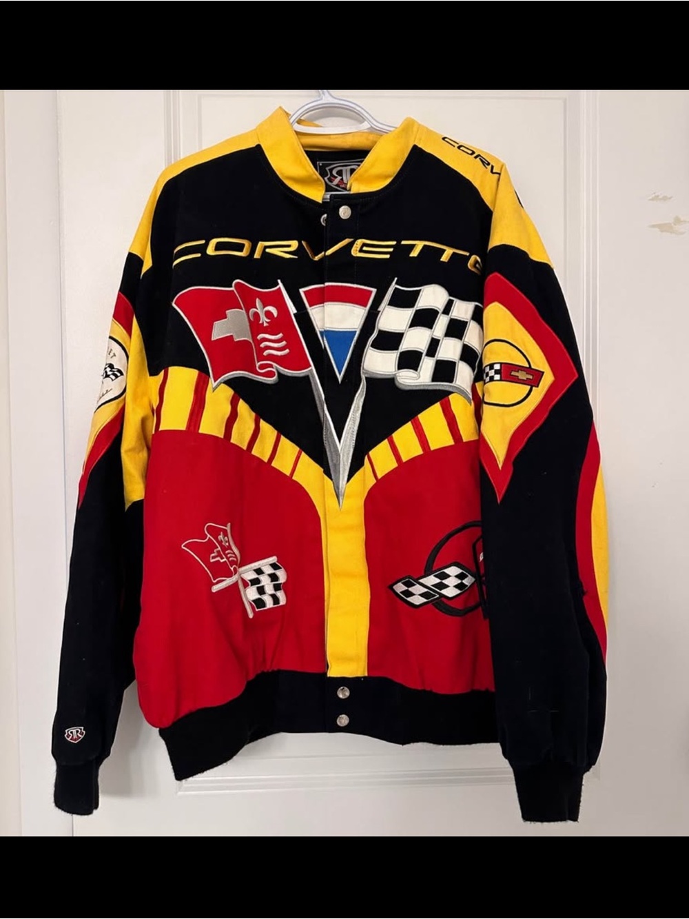 Vintage Corvette Jacket in Black, Red & Yellow